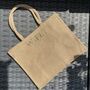 Wifey Square Gold Reflective Jute Shoulder Beach Shopper Tote Bag, thumbnail 1 of 2