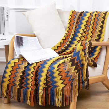 Bohemian Throw Blanket With Tassels Decorative Throw, 2 of 10
