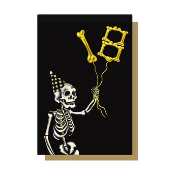 18th Balloon Skeleton Gothic Birthday Card, 2 of 2