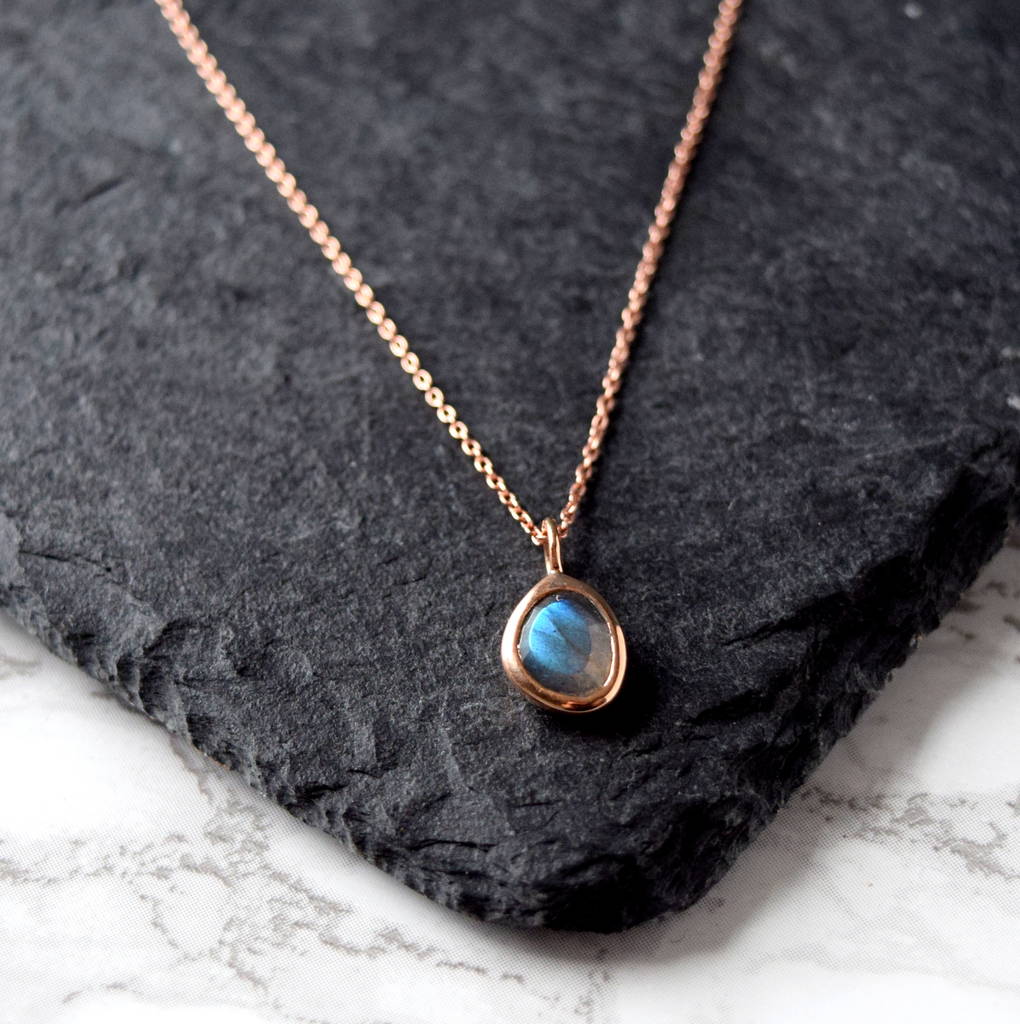 rose gold and sterling silver aqua stone necklace by the alphabet gift ...