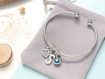 Personalised Paw Print Silver Bracelet Dog Lovers Gift, 8 of 10