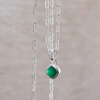 Sterling Silver Birthstone Fine Paperclip Necklace, 7 of 12