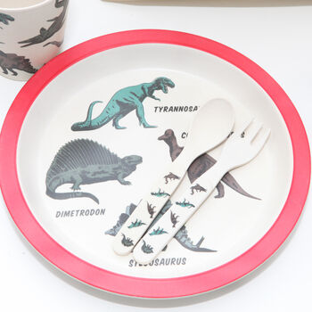 Dinosaur Dinner Set With Personalised Bag, 4 of 4