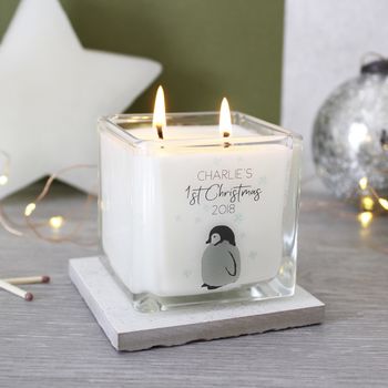 Baby Penguin First Christmas Scented Square Candle, 6 of 6