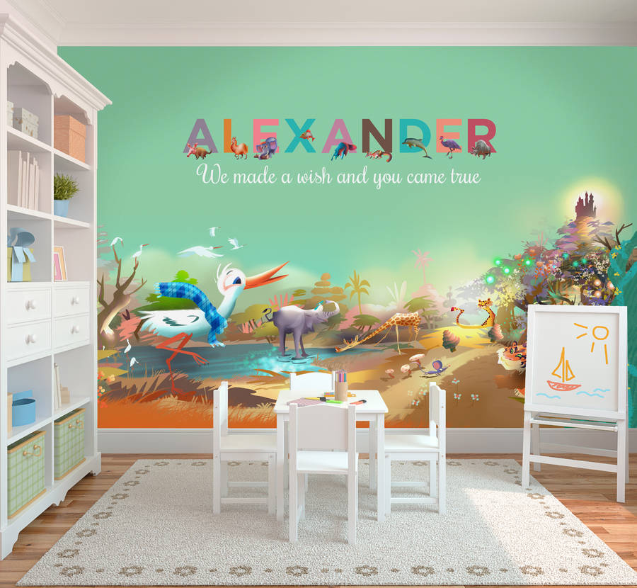 Personalised Children's Wallpaper Mural By MY GIVEN NAME |  