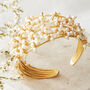 Seed Pearl Gold Plated Silver Wired Cuff Bracelet, thumbnail 5 of 6
