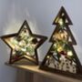 Wooden Christmas Light Up Ornament Tree And Star Set, thumbnail 1 of 12