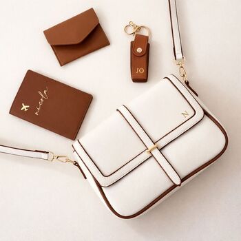 Personalised Embossed Smooth Faux Leather Satchel Cross Body Bag, 6 of 6