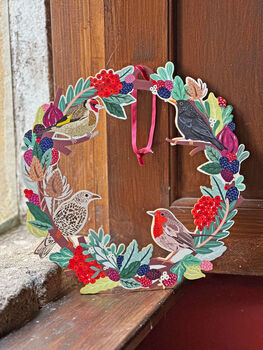 Birds And Berries Wooden Christmas Wreath, 3 of 8