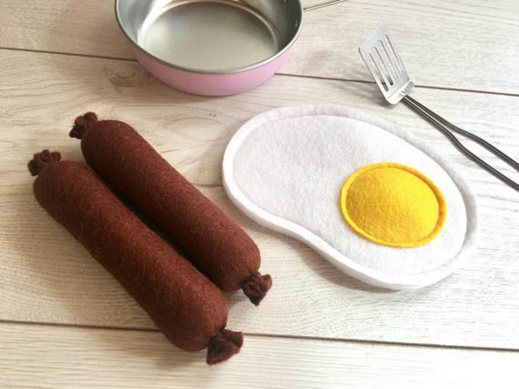 Pretend Play Felt Food Egg And Sausages, 1 of 2
