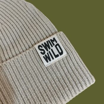 Swim Wild Chunky Knit Beanie Hat Oat, 2 of 2