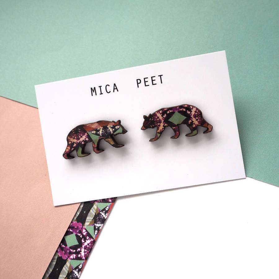 bear stud earrings by mica peet