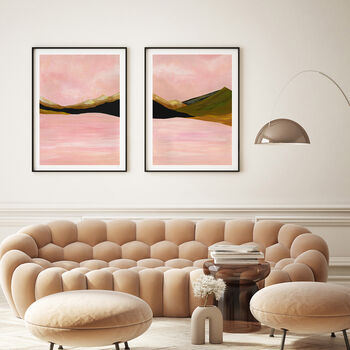Pink Sky Mountain Landscape Set Of Three, 5 of 10
