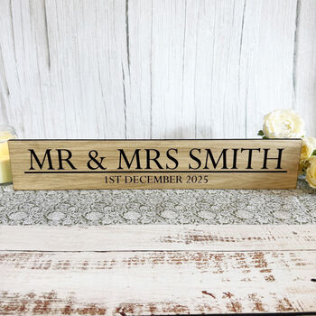 Personalised Mr And Mrs Wooden Wedding Sign, 5 of 5