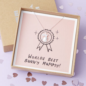 Worlds Best Bunny Mummy Sterling Silver Rabbit Necklace, 4 of 8