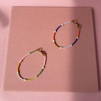 Colourful Stripe Beaded Bracelet With Freshwater Pearls, 4 of 6