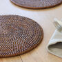 Marbury Brown Round Rattan Placemat Set Of Two, thumbnail 2 of 4
