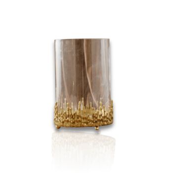 Large Dory Glass Vase With Sculptural Brass Base, 2 of 2
