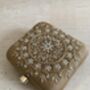 Gold Raw Silk Mandala Design Square Clutch Bag, thumbnail 8 of 9