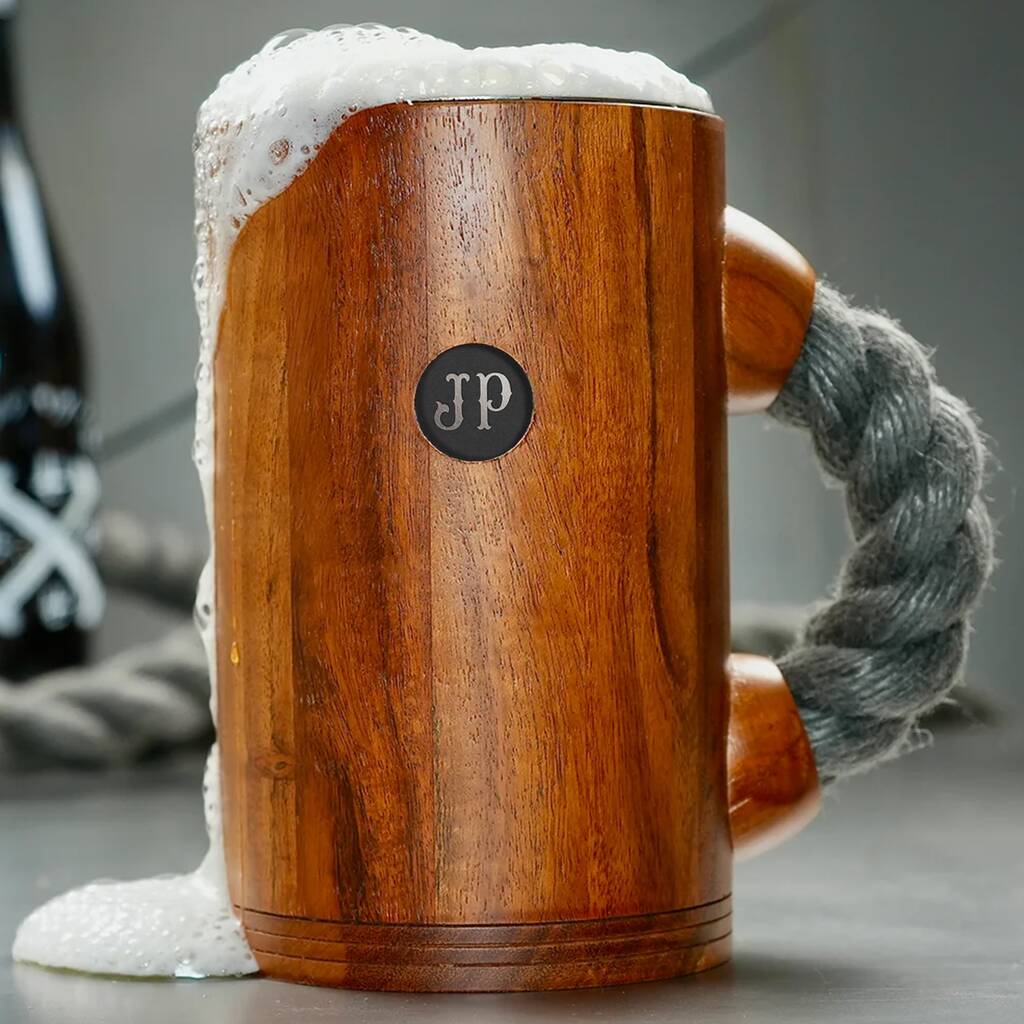 Personalised Engraved Rope Handle Beer Coffee Tankard By Chuug