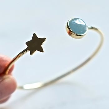 Gold Plated Star And Birthstone Adjustable Bangle, 8 of 12