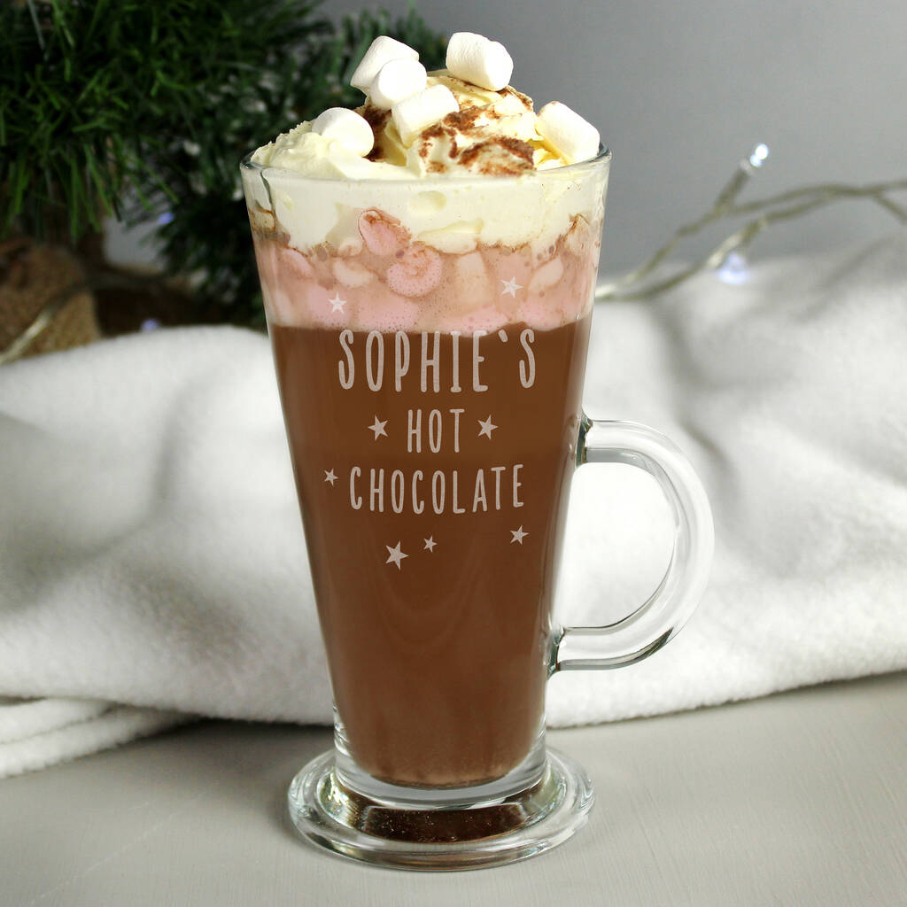 Personalised Hot Chocolate Glass Mug Gift By Sassy Bloom As seen on TV