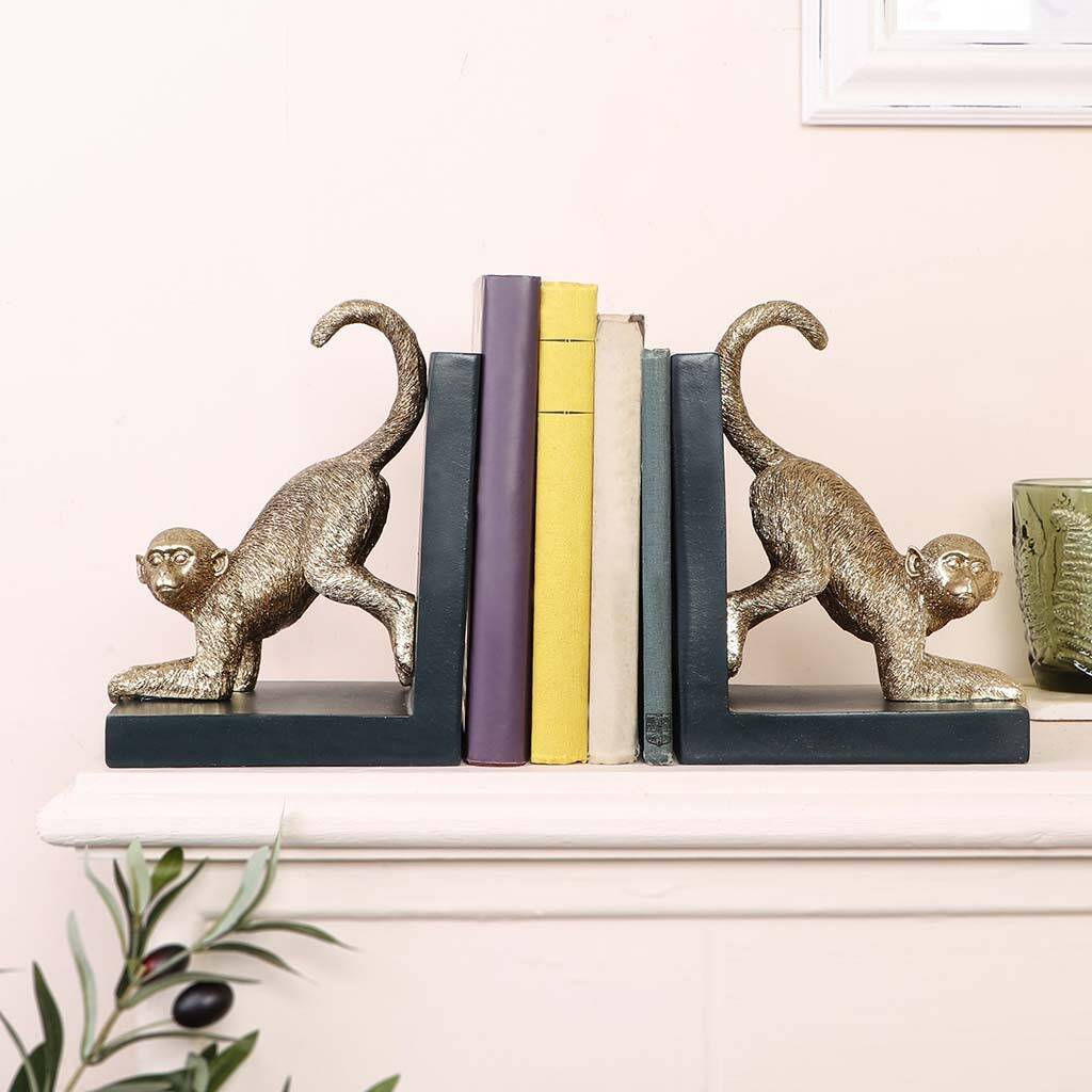 Luxury Golden Monkey Weighted Bookends By Dibor