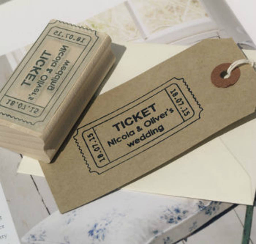 Admit One Ticket Style Personalised Wedding Stamp By Pretty Rubber Admit One Ticket Style Personalised Wedding Stamp