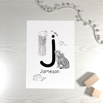 Personalised Animal Alphabet Letter Print, 4 of 6