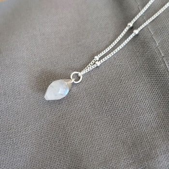 Rainbow Moonstone Semi Precious Gemstone Necklace, 2 of 8
