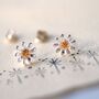 Sterling Silver Daisy Stud Earrings With Gold Centres, thumbnail 1 of 9