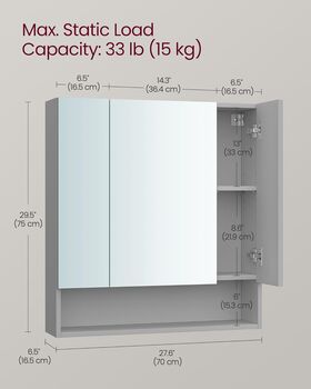 Bathroom Mirror Cabinet With Adjustable Shelves, 6 of 6