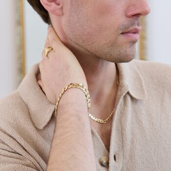 9ct Yellow Gold Solid Curb Chain Bracelet 10mm, 2 of 3