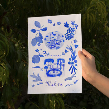 Scenes Of Malta Blue Tile Inspired Travel Print, 9 of 11