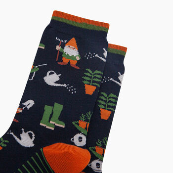 Garden Gnomes Bamboo Socks In Navy Blue, 2 of 4