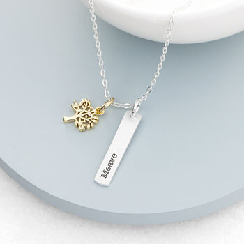 Personalised Tree Of Life Vertical Bar Necklace, 8 of 10