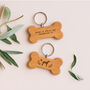'Home Is Where My Dalmatian Is' Oak Dog Bone Keyring | Keys | Key Accessory, thumbnail 1 of 3