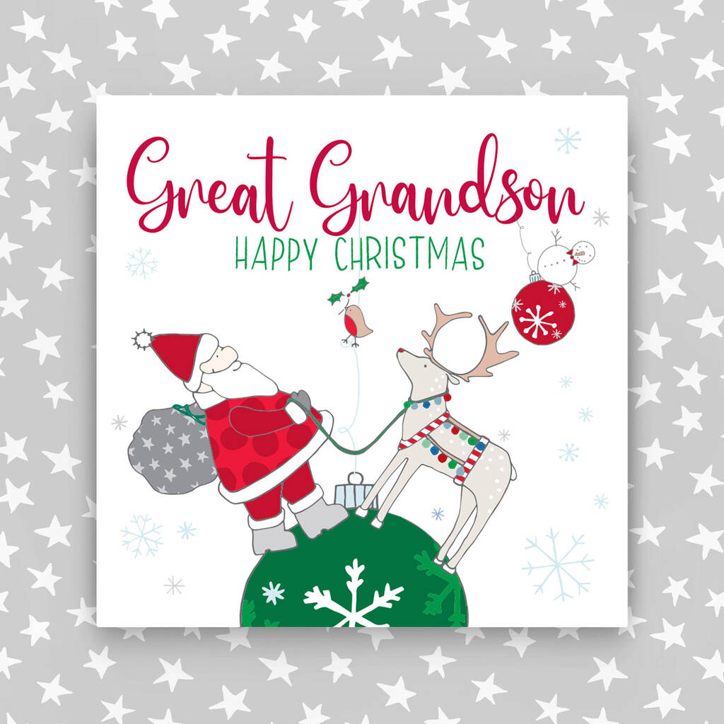 Great Grandson Christmas Card Santa And Rudolph By Molly Mae®