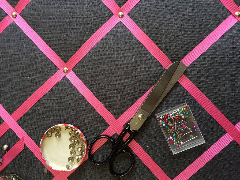 Bespoke Grey Notice Board With Pink Ribbons By Kiki Voltaire