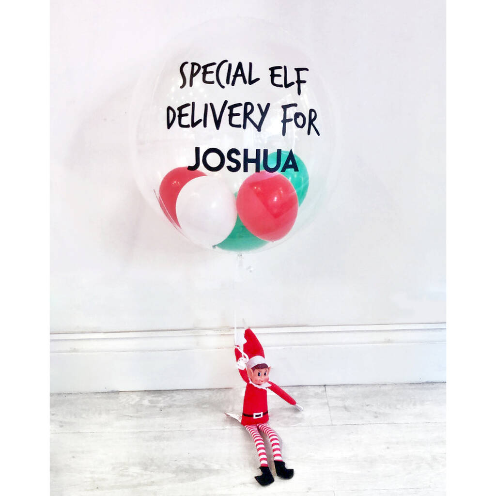 Personalised Christmas Elf Bubble Balloon In The Post By Peach Blossom