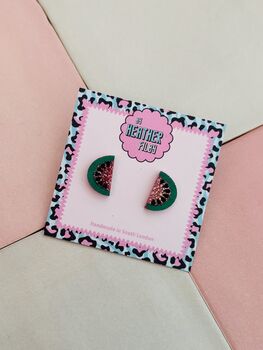 Watermelon Slice Stud Earrings / Summer Fruit Jewellery / Summer Holiday Earrings, 2 of 5