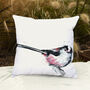 Inky Long Tailed Tit Outdoor Garden Cushion, thumbnail 1 of 9