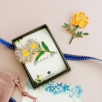Enamelled Birth Flower Brooch In A Gift Box, 5 of 12