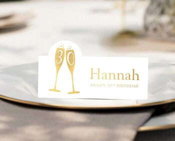 Personalised Wedding, Birthday Or Anniversary Champagne Gold Foiled Place Cards, 2 of 6