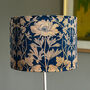 Luxury Velvet Lampshade Summer Flowers Navy Blue 40cm Or 30cm Sizes, thumbnail 2 of 6