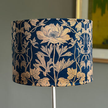Luxury Velvet Lampshade Summer Flowers Navy Blue 40cm Or 30cm Sizes, 2 of 6
