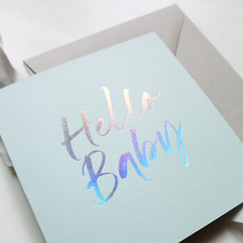 Holographic Foil New Born 'Hello Baby' Card, 3 of 8