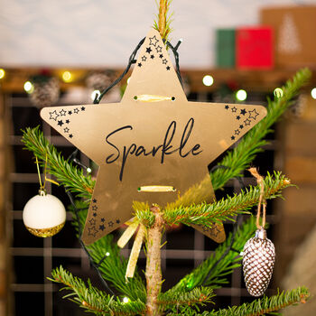 'Sparkle' Gold Star Christmas Tree Topper, 3 of 6