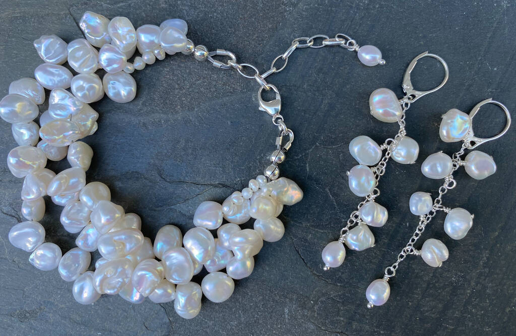 Freshwater Pearl Bracelet And Earrings, 1 of 2