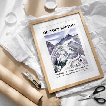 Personalised Baptism Gift Print For Adults, Mountain Christian Keepsake, 2 of 11